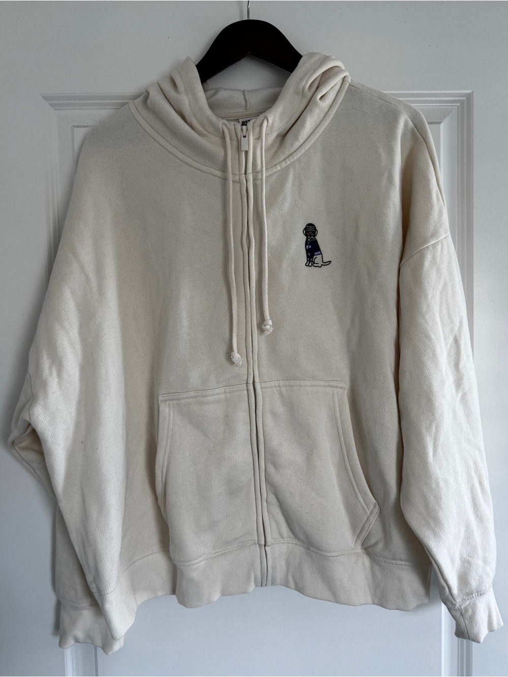 New V.S. PINK Cream Hoodie Full Zip Purple Graphic Logo Black XXL